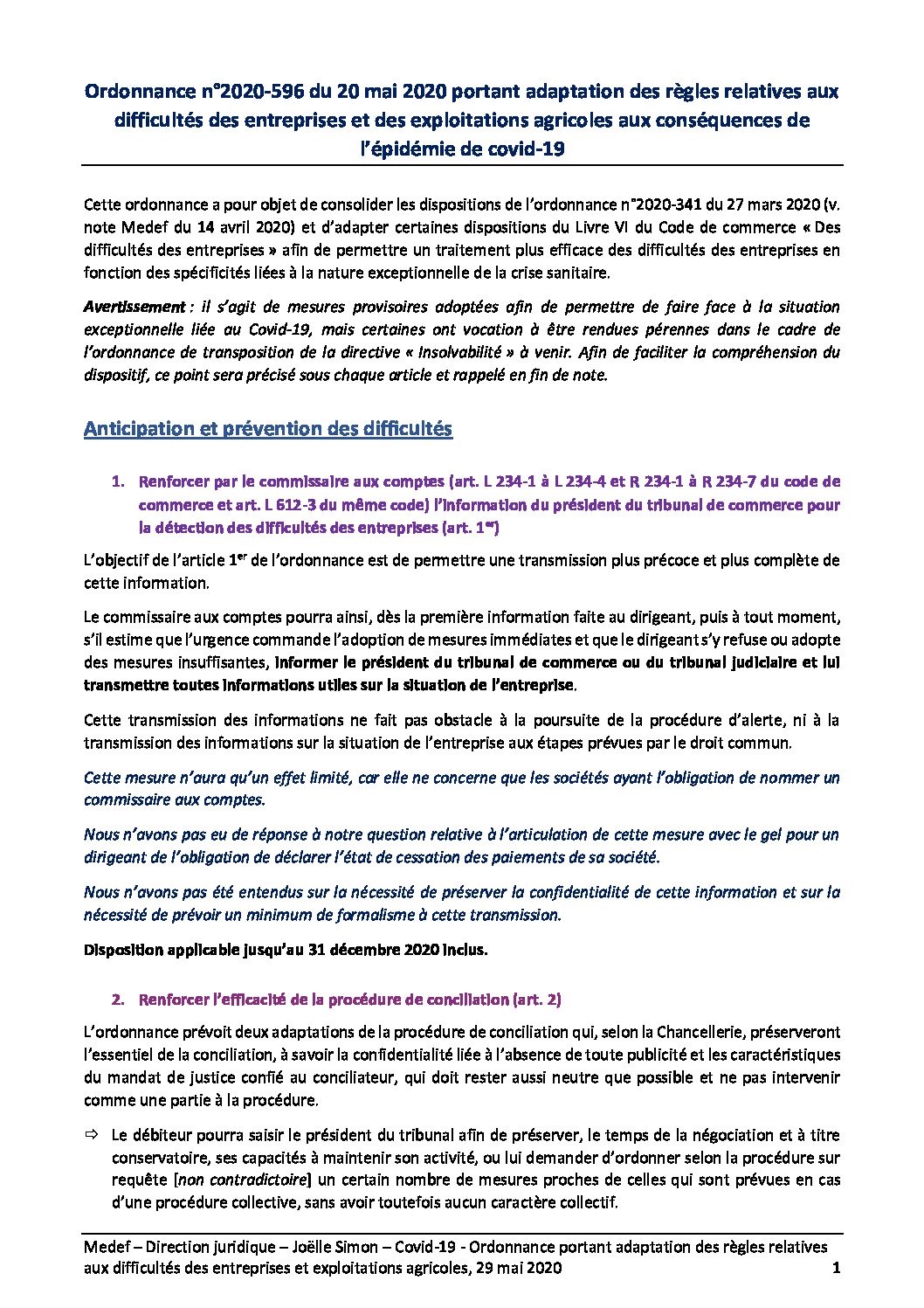 ORDONNANCE COLLECTIVE